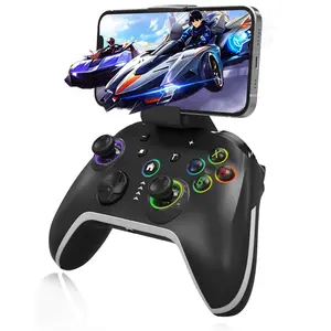 Controller Compatible with  MFI/Android HID// Arcade //Laptop/Steam   Controller, Wired PC Control with Phone Clip RGB Lightning Turbo Vibration 6-Axis Gyro