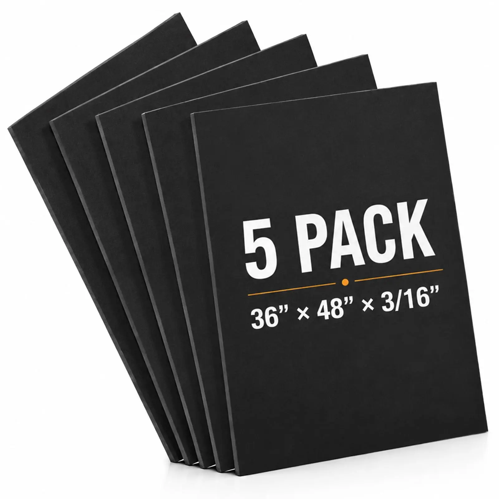 5 Pack Black Foam Core Board, 36x48 in, 3/16”(5mm) Thickness, Matte Paper Surface, for Crafts, Displays Signs, Presentations