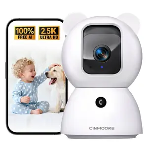 CiNMOORE C2LU 2.5K Indoor Security Camera – 360° Pan & Tilt, AI Tracking, Night Vision