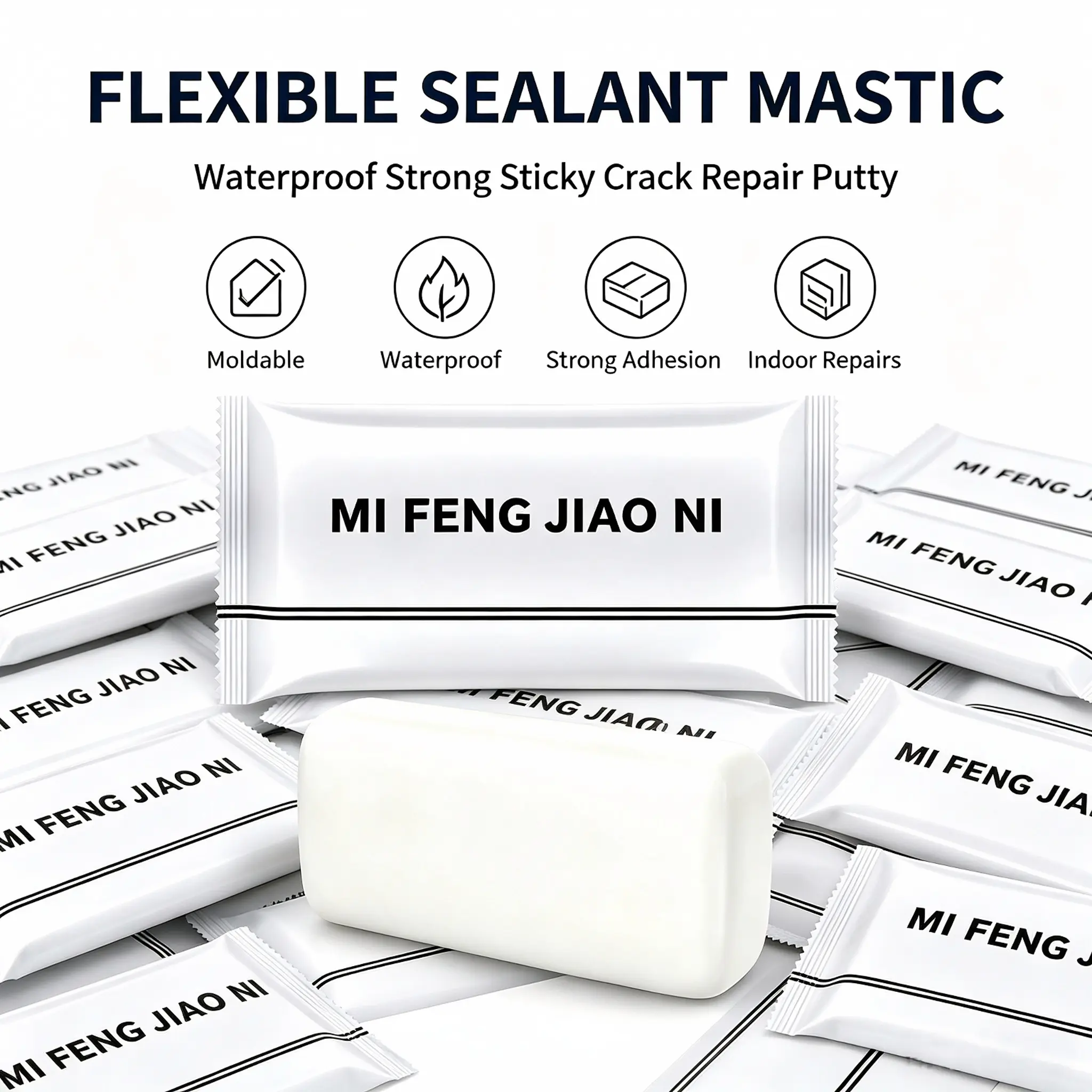 20-Pack Waterproof Moldable Putty Sealant Mastic - High Density, Flexible Hand-Shape Fit Repair Sealer with Individual Packs for Indoor Wall Gaps, Pipe Openings (Sports & Outdoor Racing Leisure Equipment)