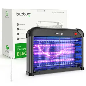 Commercial Restaurant Must-Have Buzbug Plug-in Mosquito Killer 3800V High Voltage Physical Pest Control Dual-Wavelength UV Light (365nm & 395nm) for Maximum Attraction 3 LED Lamps Removable Grid & Bottom Tray for Easy Clean Hanging Chain for 2 Placement