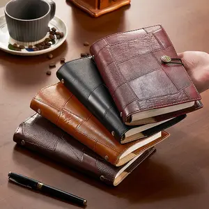A6 Vintage Patchwork Soft Leather Notebook, 160 Pages, Detachable Ring Binder, Includes Envelope Bag, Travel Diary Journal, Business Office Notepad, Soft Cover Notebook