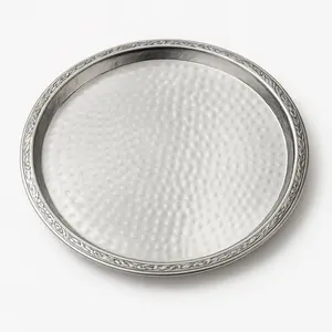 Premium 15.5" Hammered Silver Stainless Steel Tray