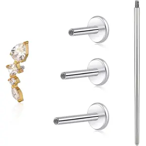 F136  Titanium 18G Internal Thread  ,6mm 8mm 10mm G23 Flat  Stud Earring for Women Men Tragus Cartilage Helix Conch Medusa Nose(1PC)