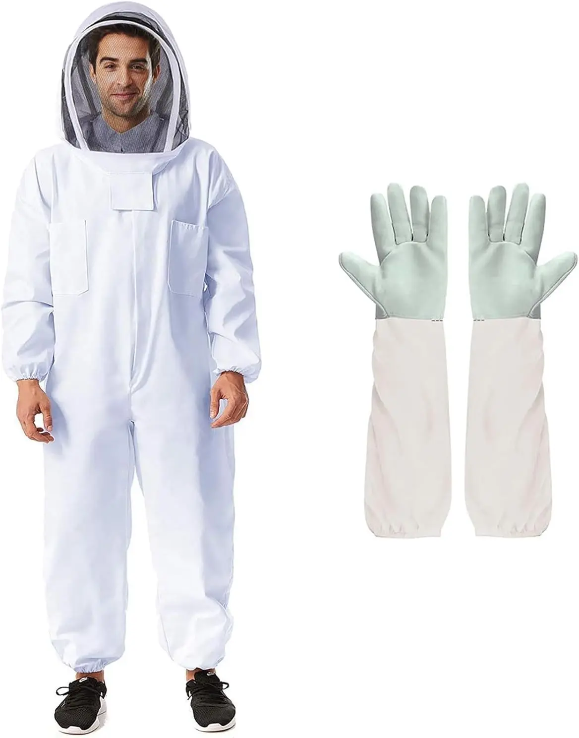 Bee Suit Professional Beekeeper Suit for Men Women | Full Body Veil Hood Beekeeping Supplies Costume for Beekeeper (XXL (with Gloves))