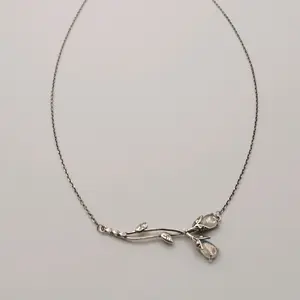 Antique silver sterling floral moonstone pendant