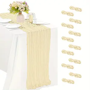 12pcs Cheesecloth Table Runner 10ft Boho Gauze Table Runner 21.3*120Inch Rustic Cheese Cloth Roll Romantic Long Cheesecloth Bulk for Wedding Bridal Shower Birthday Party Decor Valentine's Day