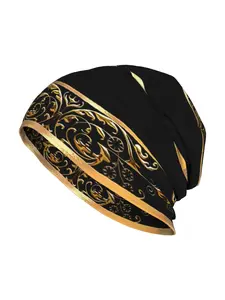 1 PC Fashion Hats Black And Gold Thin Hat Bonnet Special Skullies Beanies Caps Men Women's Earmuffs
