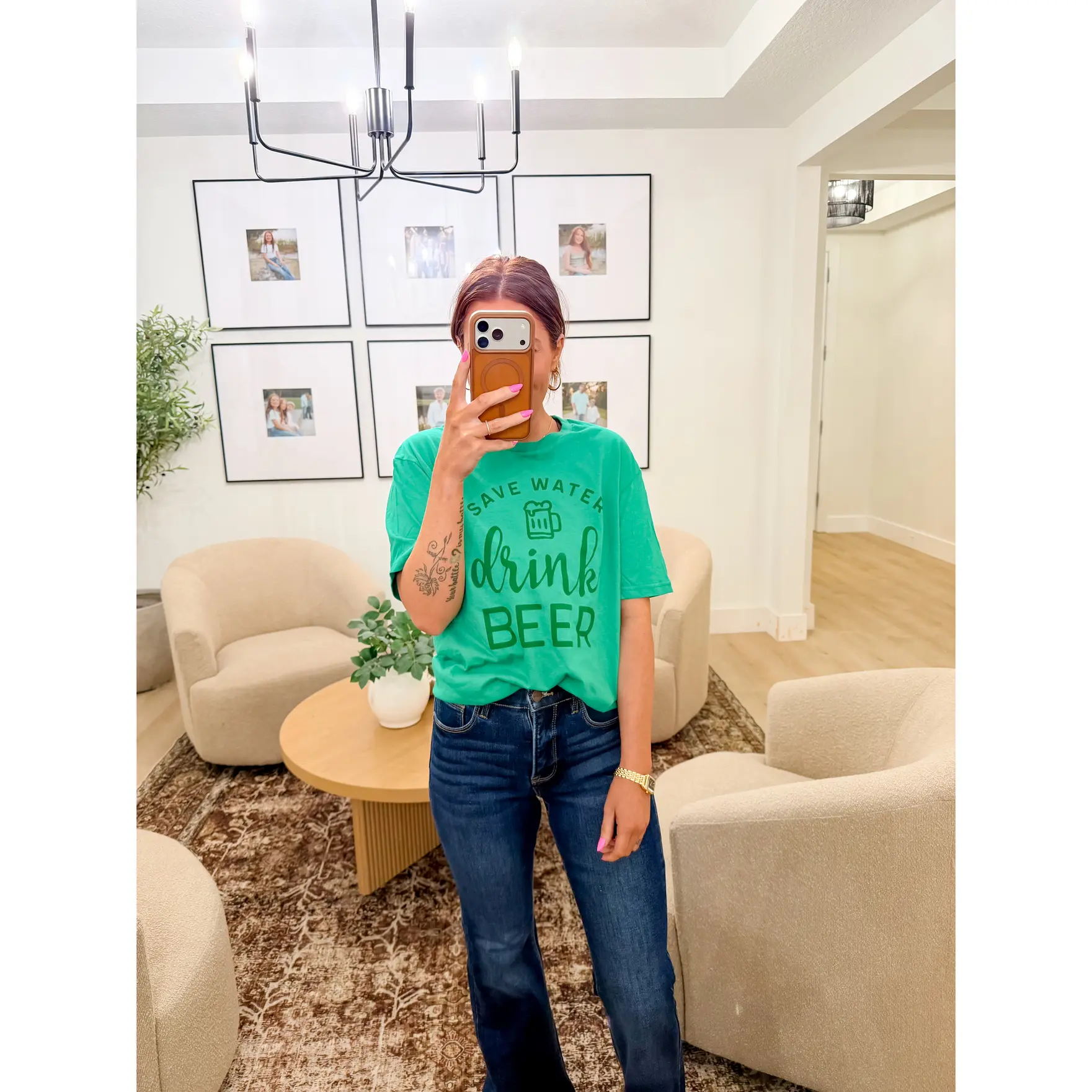 Green Drink Beer Graphic Top