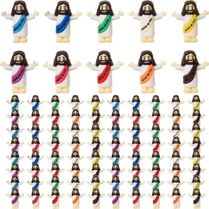 30-200PCS Mini Jesus Figurines Bulk Pack -  Christian Party Favors - Little Jesus Dolls With Colorful Sashes For Sunday School And Easter