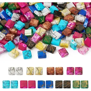 180Pcs Glass Seed Beads 2 Hole Tila Beads 9 Colors Crystal Glass Tile Beads Square Waist Beads Kit for Crafts DIY Multi-Strand Bracelets Jewelry Making Supplies