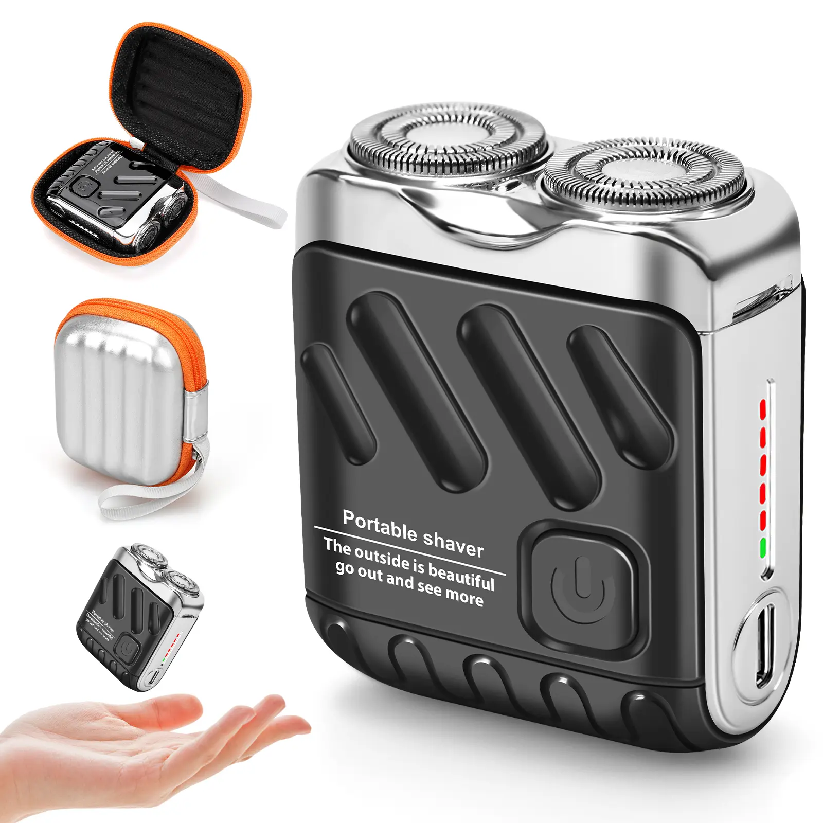 Men's Mini Electric Shaver, Portable USB-Rechargeable Travel Razor with Digital Display, Waterproof Pocket Razor, 1-Button Operation, Long Battery Life for Home & Business Trips