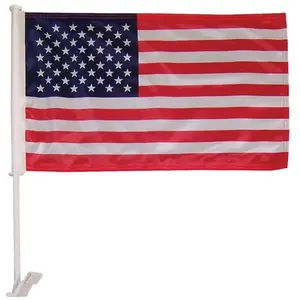 In the Breeze U.S. Flag Car Flag - Double Sided - Hooks onto Car Window - Weather-Resistant Knitted Polyester - Easy Installation - Item #3800