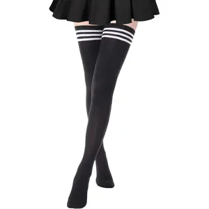 Extra Long Thigh High Socks for Women Striped Over Knee Thigh Socks Long Boot Thigh High Stockings Leg Warmers