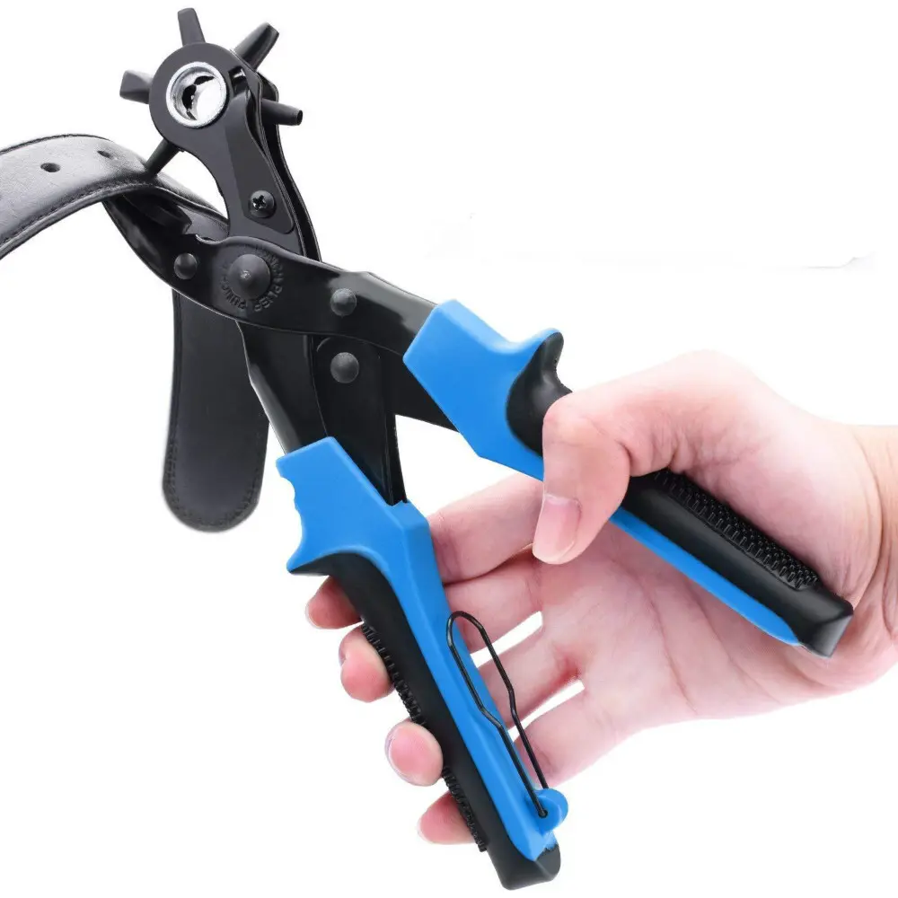 10" Heavy Duty Leather Hole Punch Pliers - 6 Sizes Belt Hole Puncher Tool