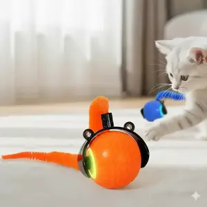 Smart Obstacle-Avoidance Auto-Rotating LED Cat Toy Ball - Durable ABS, Low Noise, Indoor Pet Interactive Toy, 360 Rotation Teaser for Nighttime Hunting Play, Automatic Rolling Ball