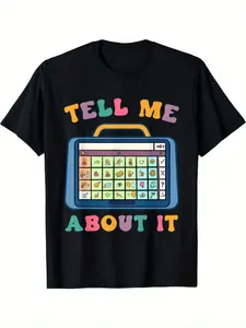 AAC T-Shirt Suitable for Therapists & Special Education Teachers - Retro Augmentative Alternative Communication Shirt with AAC Device Design, Round Neck Casual Wear for, Machine Washable for & Special Education Settings