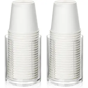 2 Pack Mouthwash Cups Holder Bathroom Cup Dispenser Small Disposable Paper Cup Tray for Bathroom Sink Counter