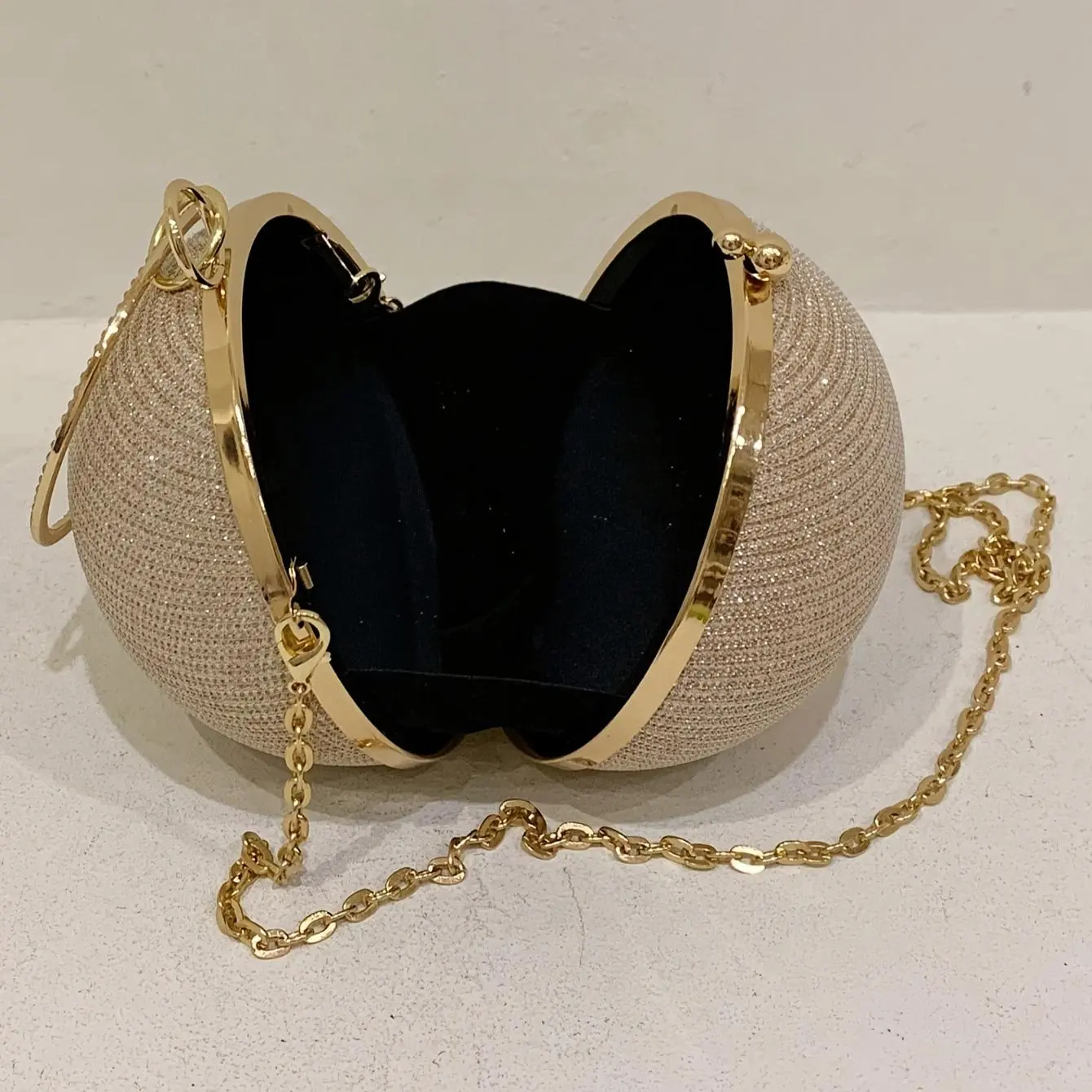 [Glitter Round Clutch Bag] Shiny Mini Glitter Round Evening Bag - Classic Dinner Clutch Purse for Women - Carnaval Music Festival Handbag Women's Chain Shoulder Evening Clutch