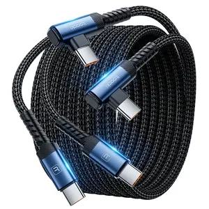 Toocki PD 60W Elbow USB2.0 C To Type C Cable E-Marker USBC Fast Charging Mobile Phone Data Cord For Laptop Xiaomi Black Shark Cell phone Blue Wire Diamond