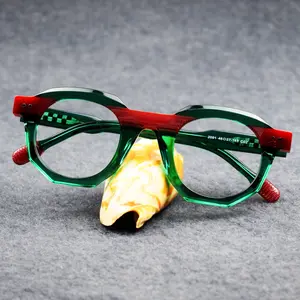 BETSION Thick Acetate Round Glasses Frames Retro Eyeglasses For Men Women Classic Eyewear Reading Glasses