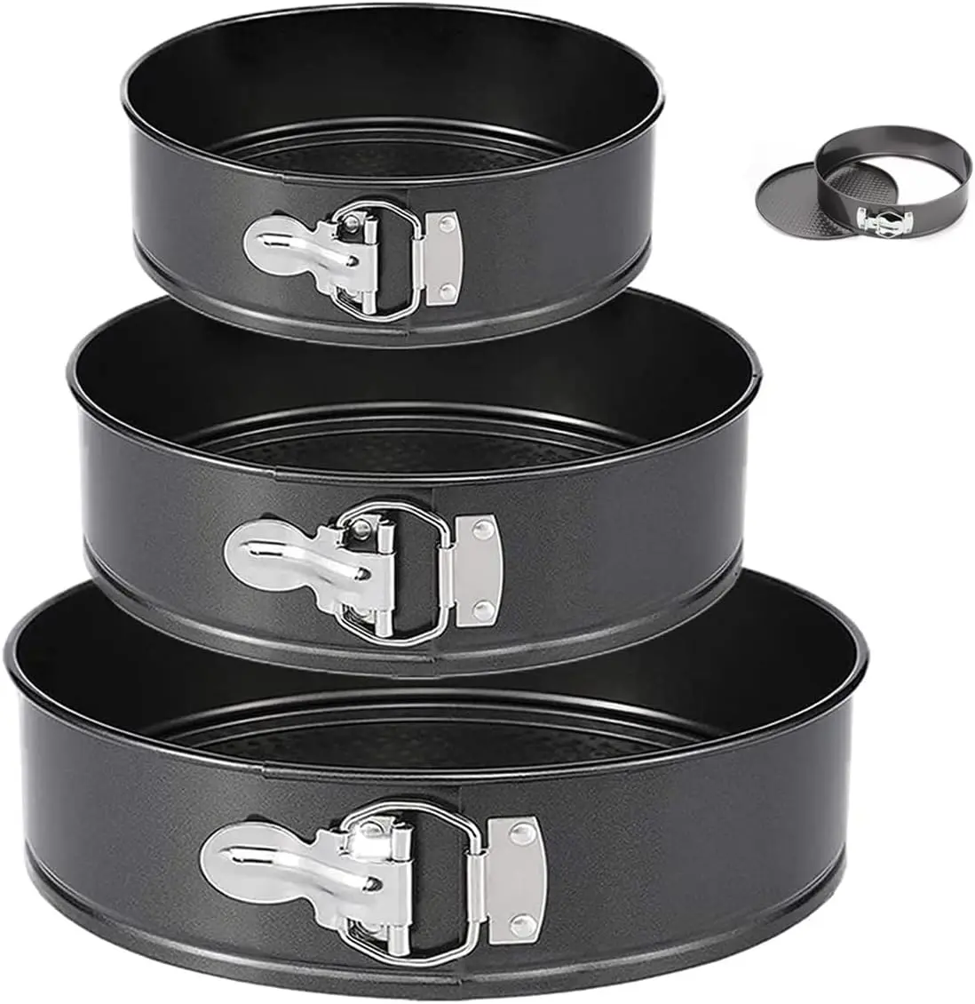 Springform Pan, 3PCS 7,8,9 Inch Cheesecake Pans with Removable Bottom, Non-stick Spring Form Pan for Cheesecake