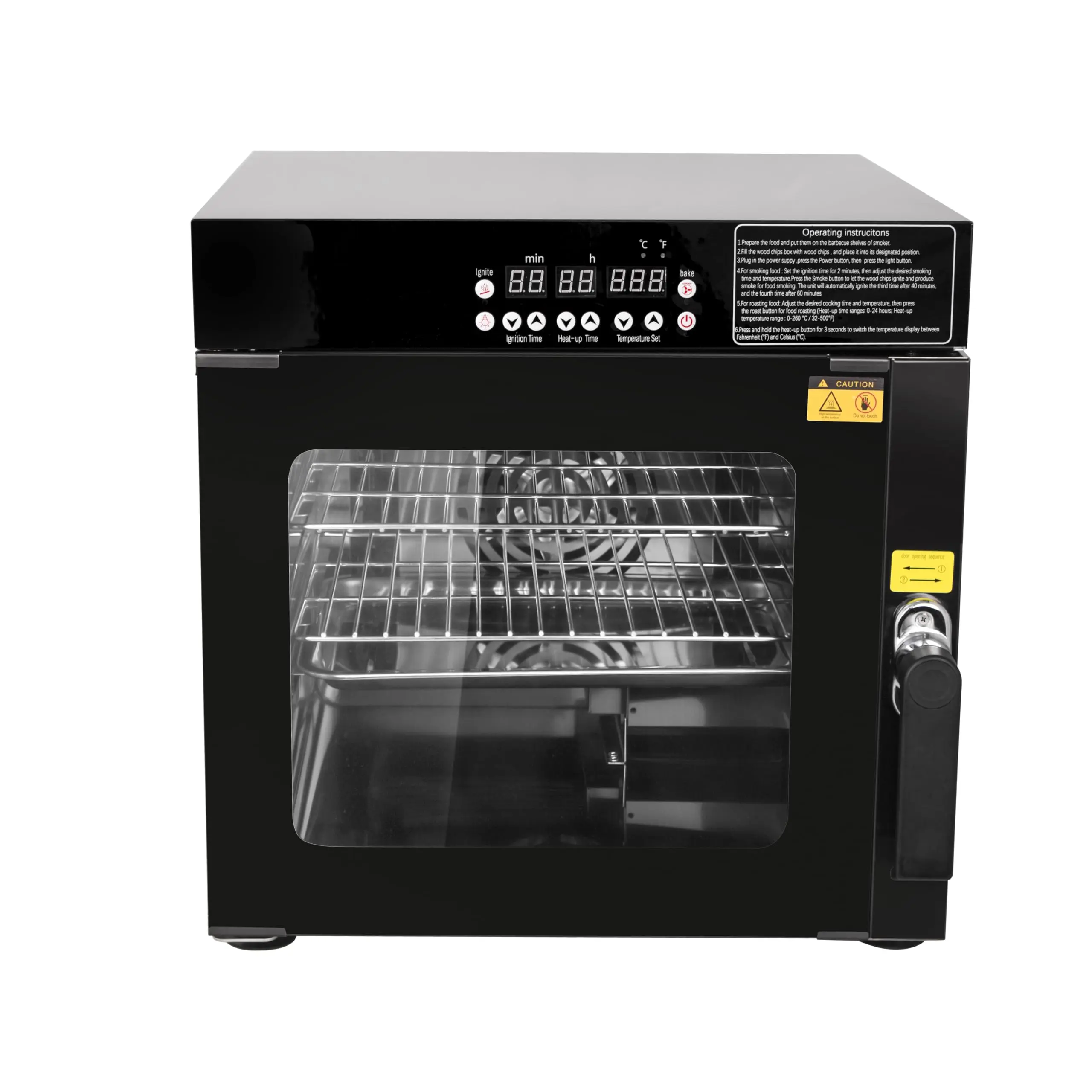 Hakka 3-in-1 Electric Smoker Oven & Food Dehydrator - 110V 1200W Stainless Steel Countertop BBQ Smoker with Wood Chip Loader, Digital Controls for Smoking, Smoke, Kitchen Appliances, Food Prep
