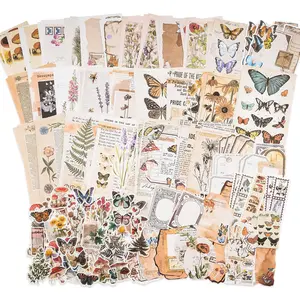 Vintage Scrapbook Sticker, DIY Sticker, 200pcs/set Botanical Paper Sticker, Craft Kit for Junk Journal Bullet Journals Planners, Aesthetic Cottagecore Collage Album, Sticker Packs