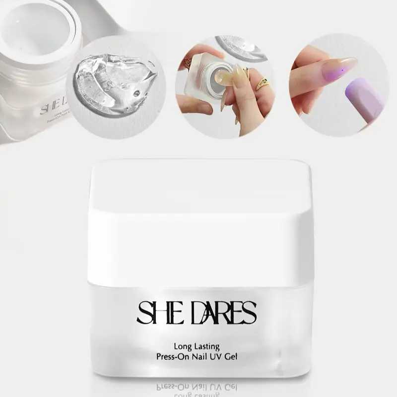 Buy 3 Get 1 Free - SHE DARES Long Lasting Press On Nail UV Gel Glue - Strong Hold, Waterproof, Non Toxic, Salon Quality for Up to 4 Weeks Wear, DIY Nail Art Supply