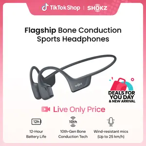 【Live only】SHOKZ OpenRun Pro 2 - Open-Ear, Bone Conduction Sport Headphones - Sweat Resistant, Workout Headphones with Deep Bass and Smart Mic