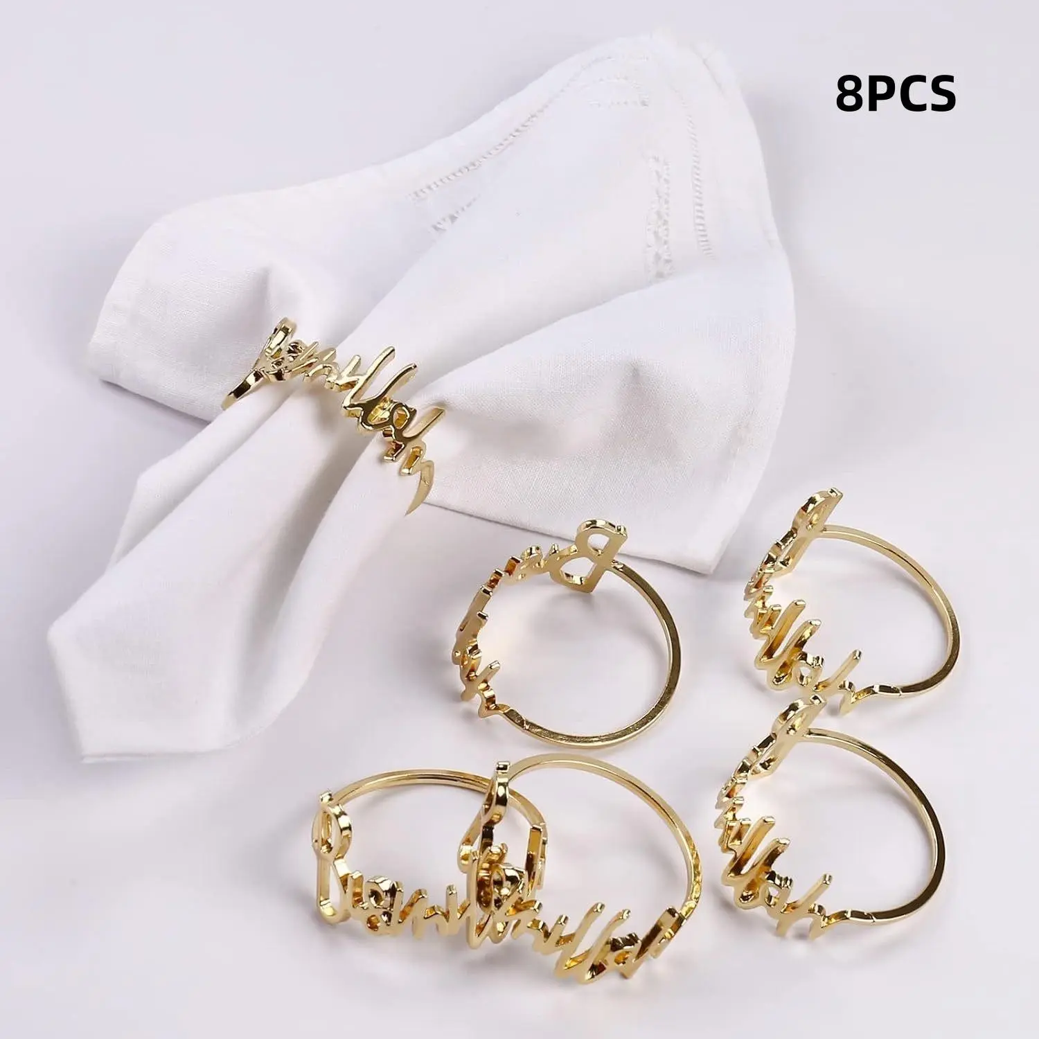 8 Bismillah Iron Napkin Rings, Islamic Ramadan and Eid Mubarak Table Decor, Perfect for Suhoor and Iftar Gifts, Elegant Dining Accessories