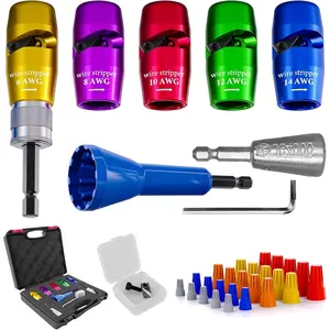 Electrician Tools Wire Stripper for Drill - Gardon 8 in 1 Professional US Regulations Stripping and Twisting Connectors for 14-12-10-8-6 Gauge AWG Cable, Electrical Power Drill Accessories Set Kit