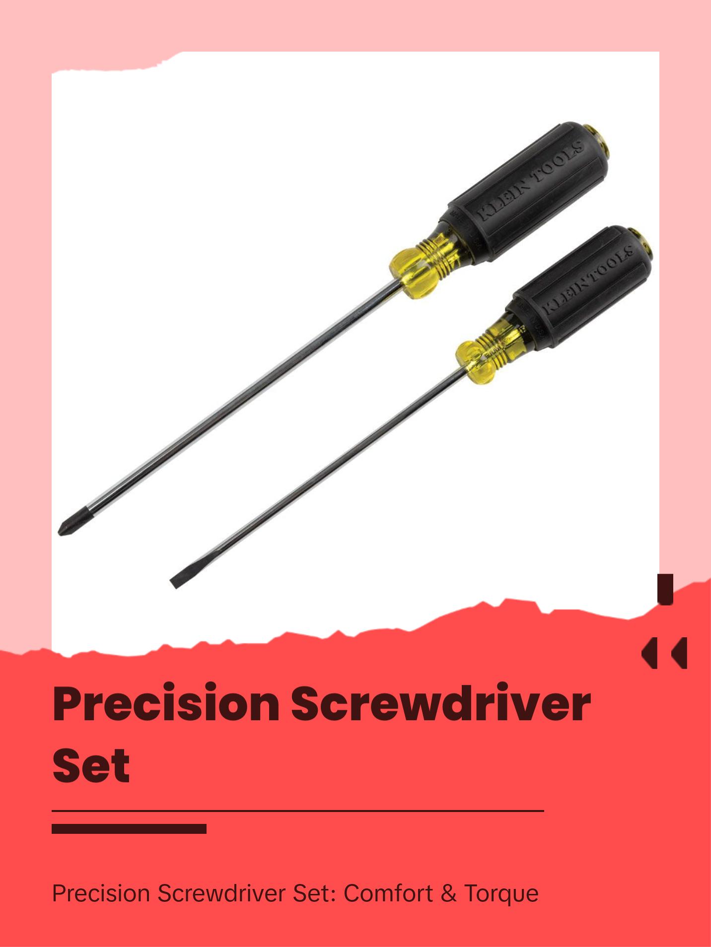 Klein Tools 85442 Screwdriver Set, 1/4 Keystone and #2 Phillips Precision Machined Tips, Cushion-Grip Handles, 4-Inch Shank, 2-Piece