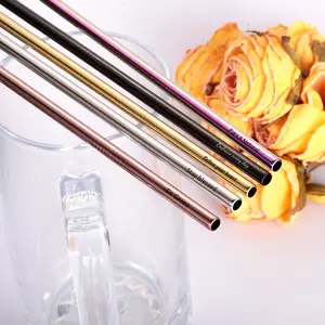 5 Pcs Engraved Text Stainless Steel Straws For Kids Adults, Small Reusable Cocktail Straws For Drinks, Φ6 mm x 5.5 Inch