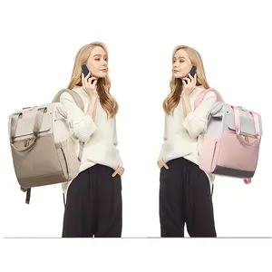New Stylish Women'S Convertible Tote Bag, Laptop Backpack, Wide-Top Open University School Travel Leisure Bag, Mommy Bag