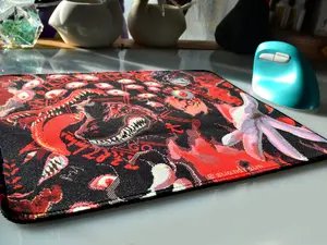 Hellsing Pixel Art Anime Mouse Pad for Gamers and Professionals - 11.81 x 9.84 in / 30 x 25 cm - Machine Washable, Large Space for Mouse, Stitched Edges, Non-Slip Bottom