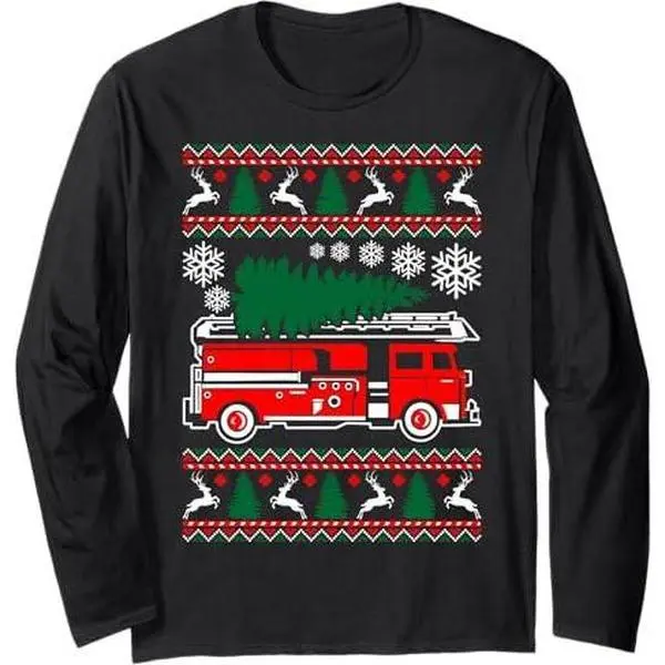Firefighter Fireman Ugly Christmas Sweater Xmas Tshirt