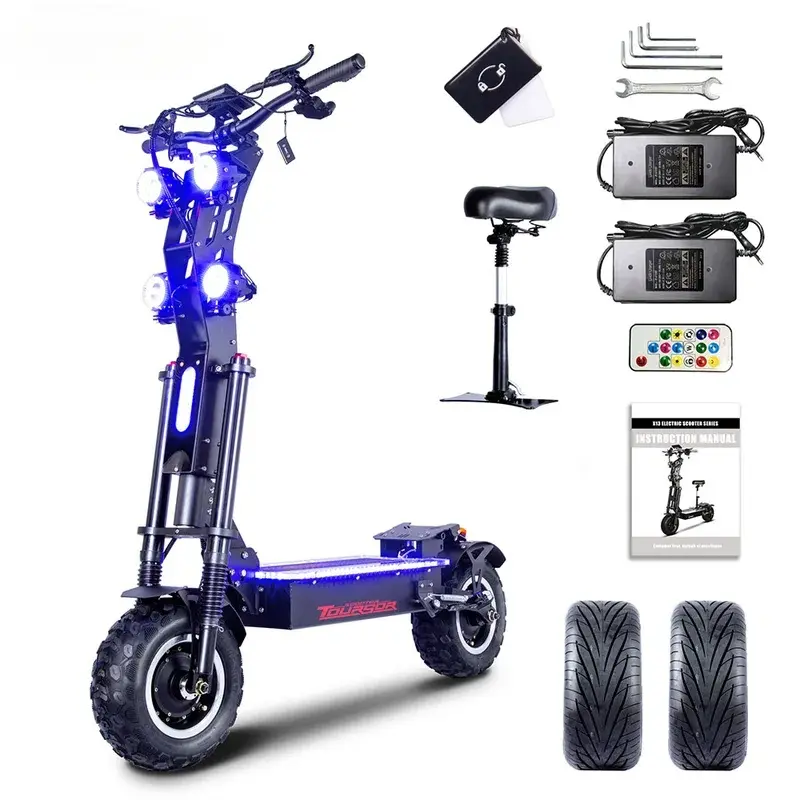 Tourson X14 2026 New Release Folding Motorized Off-Road Electric Scooter, 14" Tires, 72V-40AH Battery, 10000W Dual Motors, 110KM/H Speed, High-Power Commuter Scooter, Folding Motorized Scooter