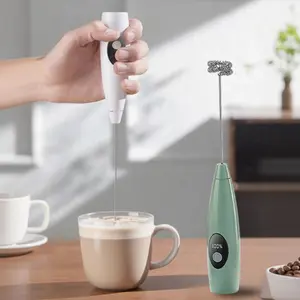 Handheld Milk Frother Rechargeable Digital Display 3 Speeds Electric Coffee Mixer Whisk Drink Mixer Mini Foamer for Lattes Cappuccino Frappe Matcha Hot Chocolate Easy Clean New Year Gift,the perfect present for the family