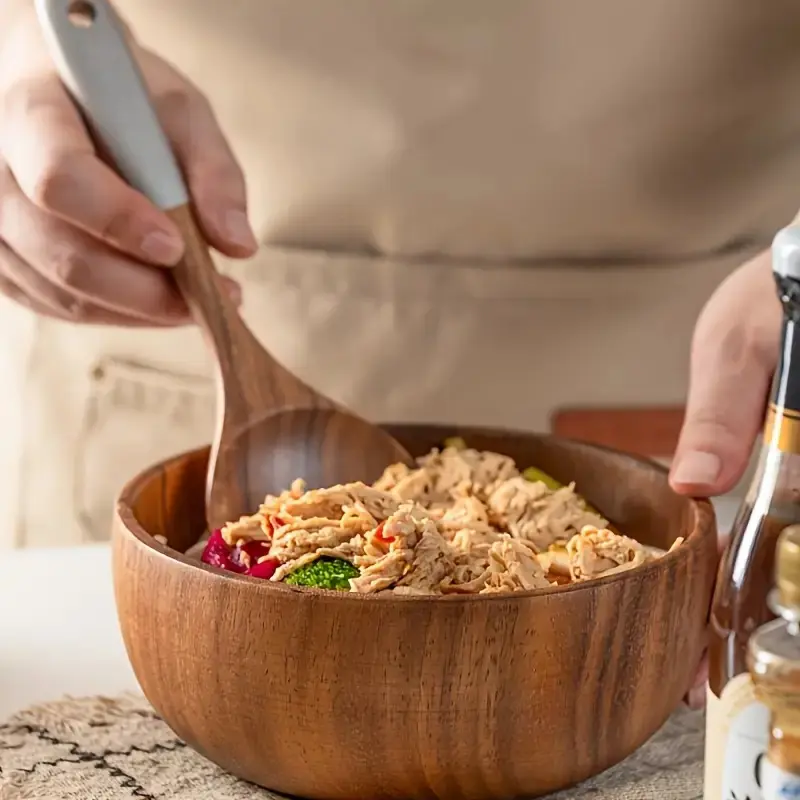 Teak Wood Bowl - Handmade Natural Grain, Food Grade Oil Coating, Eco-Friendly Tableware, Salad/rice/soup Bowls, Salad Serving Bowls
