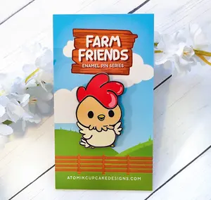 Kawaii Rooster Enamel Pin | Farm Friends Pin Collection 1.5 Inch Enamel Pin