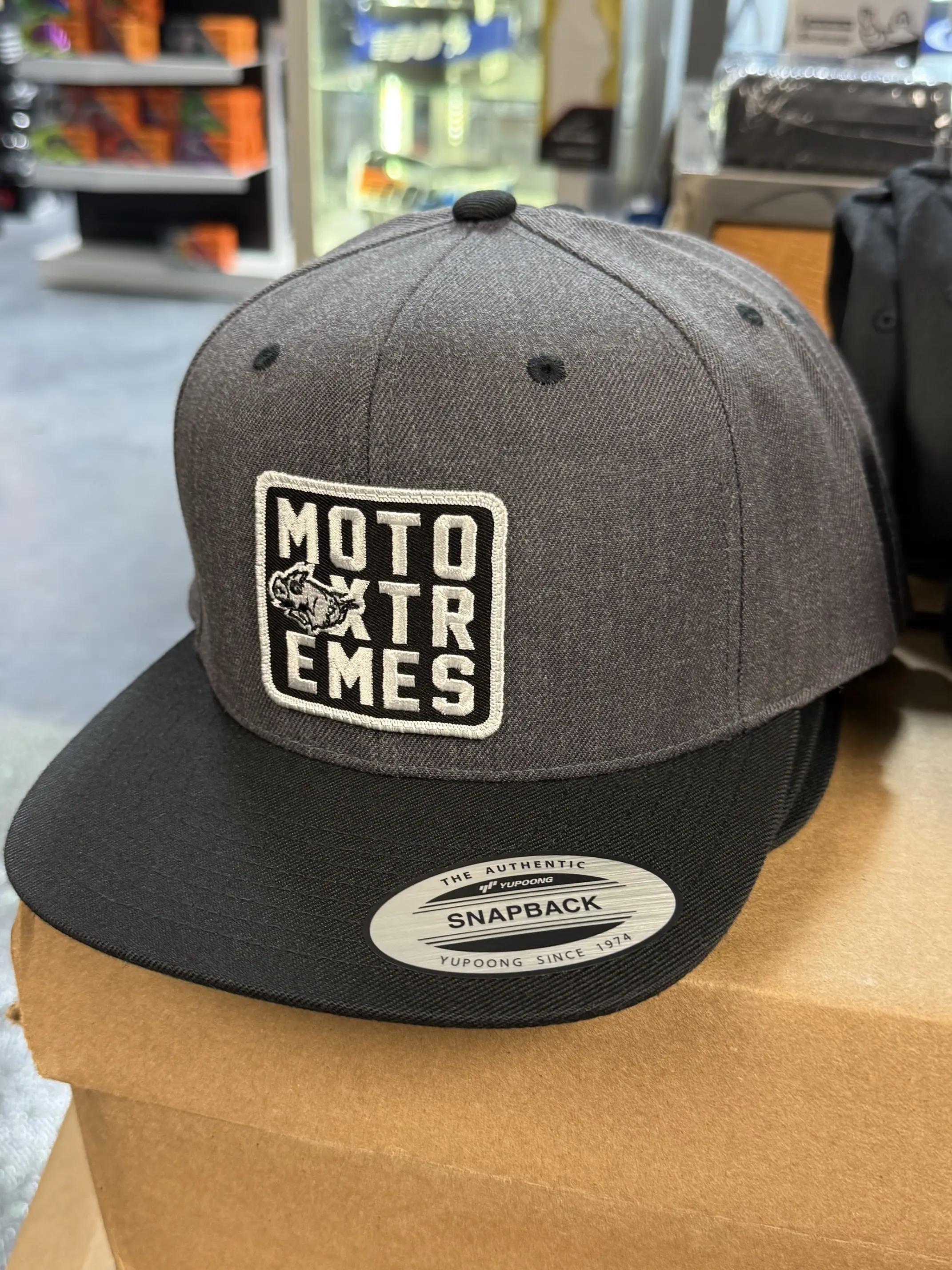Motoxtremes Block Logo w/ Pig Flatbill Snapback Adult Hat OSFA