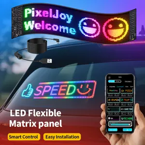 DAYBETTER Flexible LED Car Sign USB 5V Bluetooth Matrix Panel DIY Programmable Scrolling Light for Car Party Wedding Festival Smart APP Control Customized Function Brilliant Colorful Lighting
