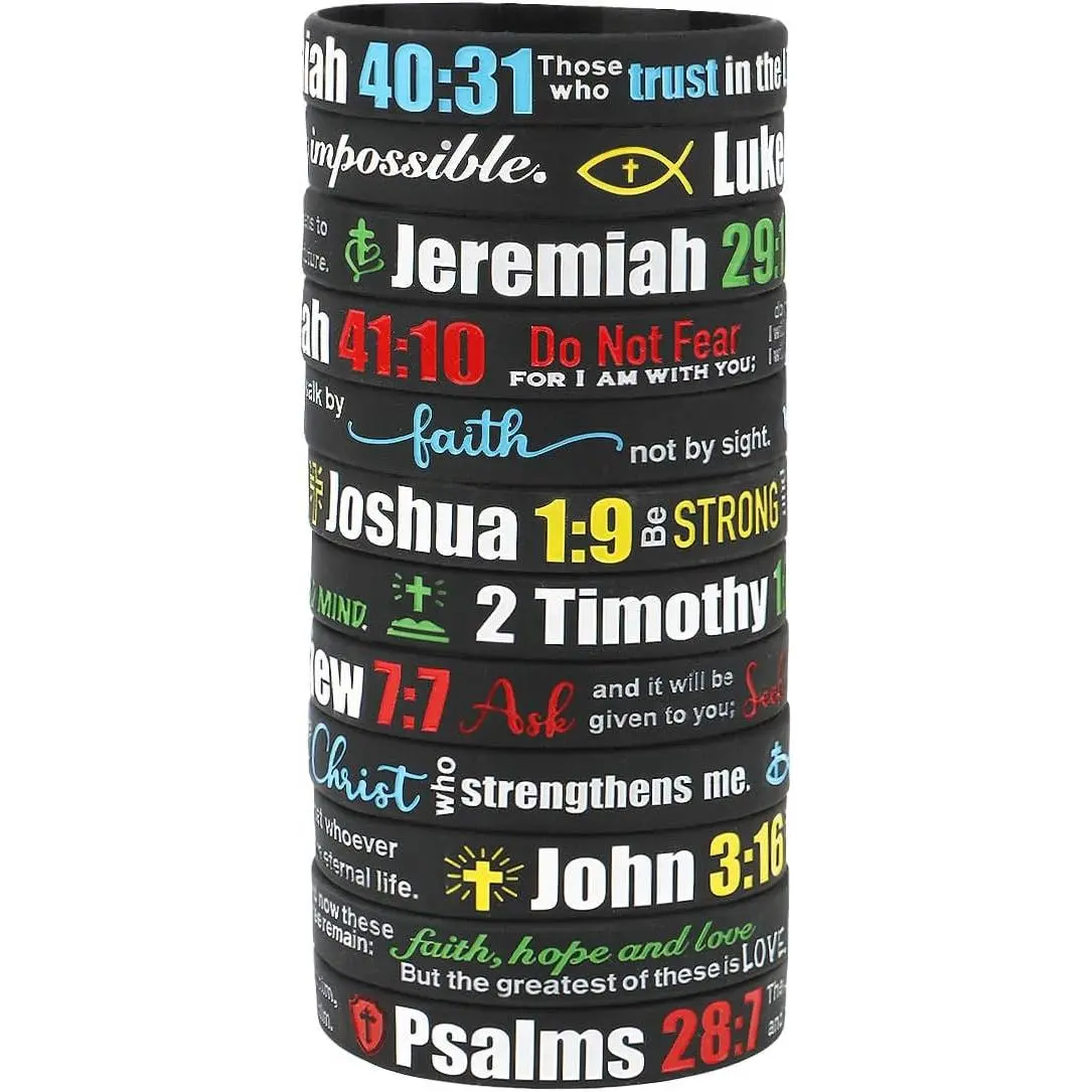 12/24-Pack Christian  Verse  Wristbands Scripture Bracelets