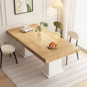 FUFU&GAGA 78.7"W Large Wooden Dining Table with Heavy Duty Metal Frame for 6 Person Modern Farmhouse Style Rectangle Kitchen Table for Kitchen Dining Room