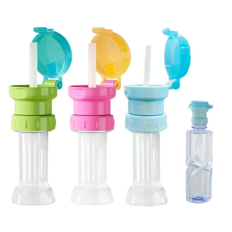 3-Pack Reusable Twist-On Bottle Cap with Straw – Anti-Choke Slow Flow Spill-Proof Flip Top, Universal Travel Essential for Kids & Adults, Fits Juice/Water Bottles