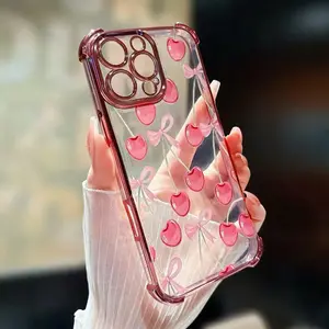 Transparent electroplated pattern mobile phone protective case, suitable for iphone17promax iphone16promax iphone15 1413 12 11promax, tup soft silicone mobile phone case shockproof and anti-fall protective cover