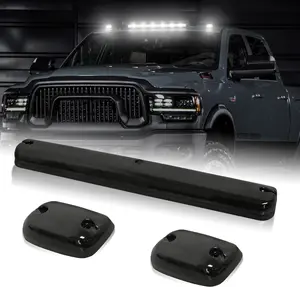 3Pcs LED Cab Marker Lights, Smoked Lens White Cab Roof Clearance Lights Compatible for Silverado/Sierra 1500 2500 2500HD 3500 3500HD 2014 2500HD 3500HD 2007-2013 (Smoked White)