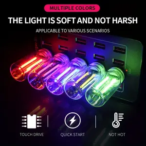 1pc Car USB Night Lightwith Touch Switches And a Touch-Sensitive Base! Touch Dimmable LED Filament Lamp Portable Lighting Plug and Play Decorative Atmosphere Light for Car Bedroom，New Year Celebrations, And Make for a Delightful Gift