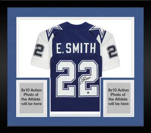 Framed Emmitt Smith Dallas Cowboys Autographed Navy Mitchell & Ness Authentic 1995 Throwback Jersey with "HOF 2010" Inscription - Fanatics Authentic Certified